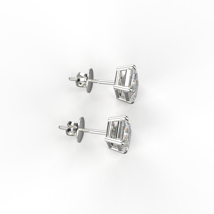 Avarta Sterling Silver 1 Carat Each Emerald Cut Solitaire Stud Earrings With White Gold Polish - Image 4